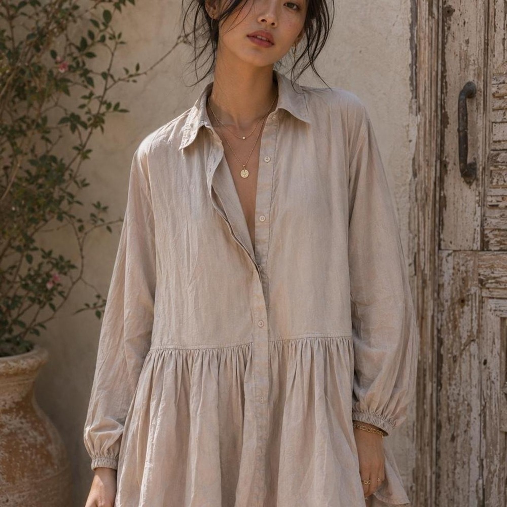 Free People vibe cream & tan dress